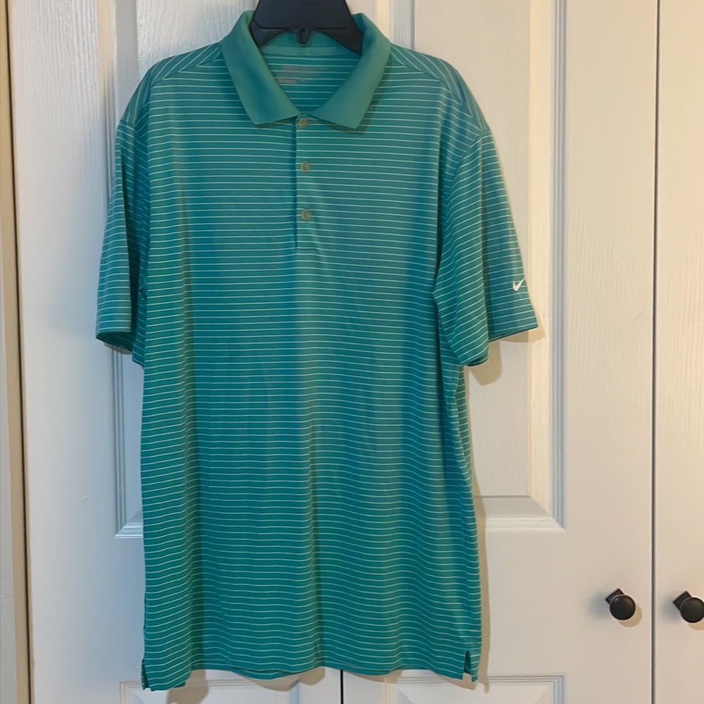 Nike Golf Tour Performance Dri-Fit Men’s SZ M Teal Colored Striped Polo Shirt - Picture 12 of 12